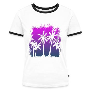 Palmen - Frauen Kontrast-T-Shirt - Weiß/Schwarz - Vorne - Selfina (174cm)