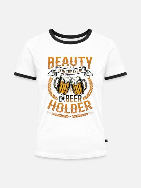 Lustiger Biertrinker - Frauen Kontrast-T-Shirt - Weiß/Schwarz