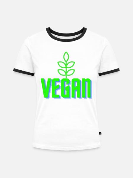 Vegan - Frauen Kontrast-T-Shirt - Weiß/Schwarz