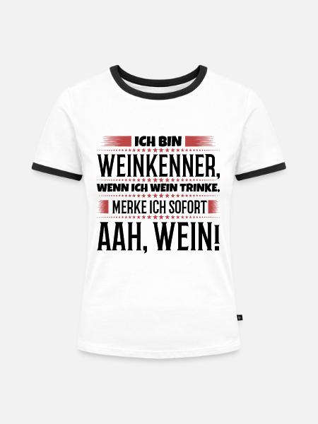 Weinkenner sind die besten - Frauen Kontrast-T-Shirt - Weiß/Schwarz