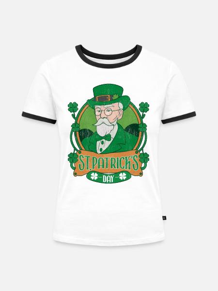 St. Patrick s Day - Frauen Kontrast-T-Shirt - Weiß/Schwarz