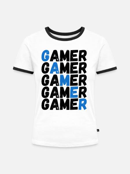 Spieler - Frauen Kontrast-T-Shirt - Weiß/Schwarz