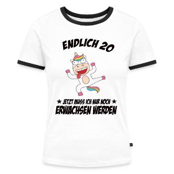 20 Geburtstag Positive Sprüche Zum 20 geburtstag - Frauen Kontrast-T-Shirt - Weiß/Schwarz - Vorne - Selfina (174cm)