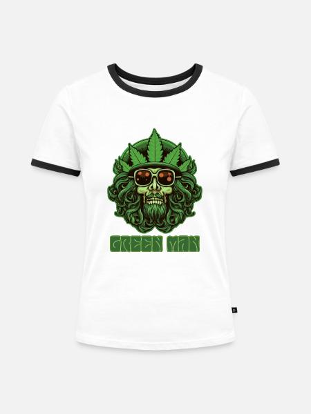 Marihuana - Grüner Mann - Frauen Kontrast-T-Shirt - Weiß/Schwarz