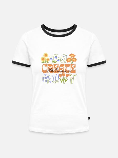 Schaffen - Frauen Kontrast-T-Shirt - Weiß/Schwarz