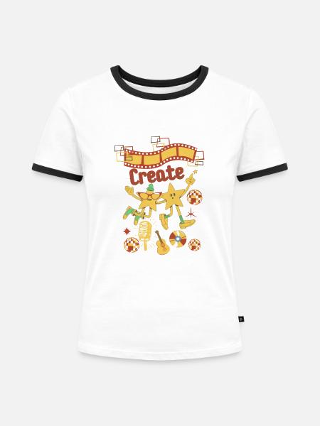 Schaffen - Frauen Kontrast-T-Shirt - Weiß/Schwarz
