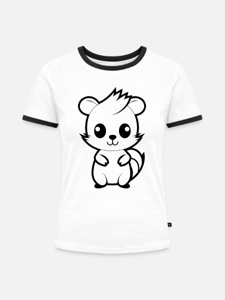 Stinktier - Frauen Kontrast-T-Shirt - Weiß/Schwarz