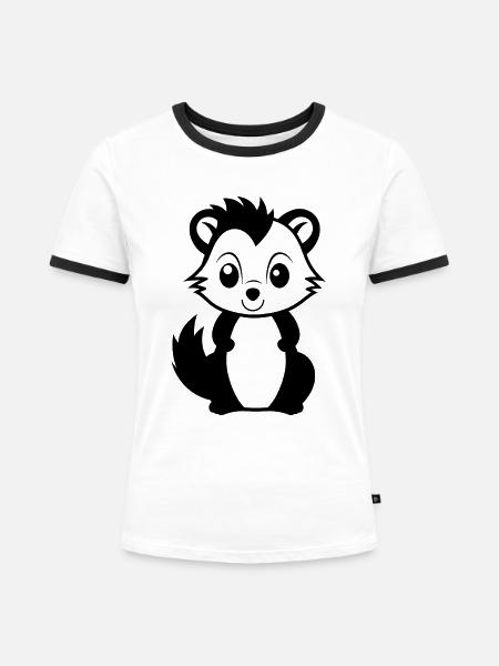 Stinktier - Frauen Kontrast-T-Shirt - Weiß/Schwarz