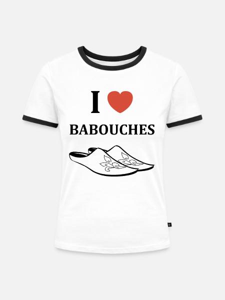 Hausschuhe Humor - Frauen Kontrast-T-Shirt - Weiß/Schwarz
