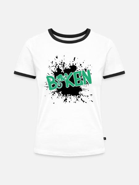 biken - Frauen Kontrast-T-Shirt - Weiß/Schwarz