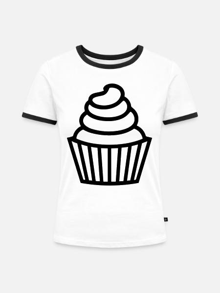 Cupcake - Frauen Kontrast-T-Shirt - Weiß/Schwarz