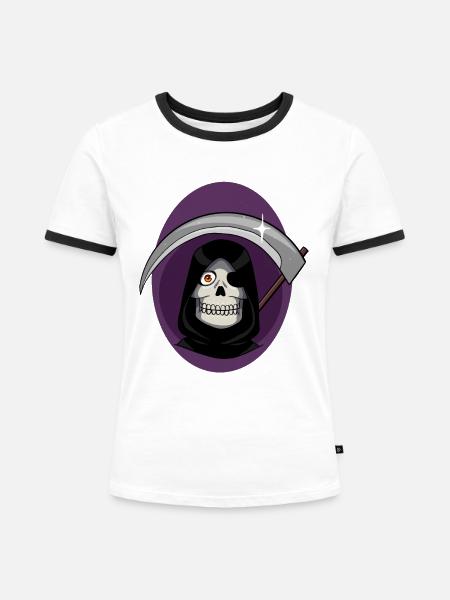 Sensenmann - Frauen Kontrast-T-Shirt - Weiß/Schwarz