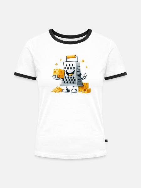 Feeling Grate Käsereibe - Frauen Kontrast-T-Shirt - Weiß/Schwarz