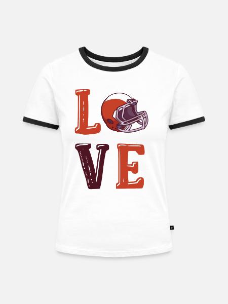 Fußballer Quarterback Liebe Fußball - Frauen Kontrast-T-Shirt - Weiß/Schwarz