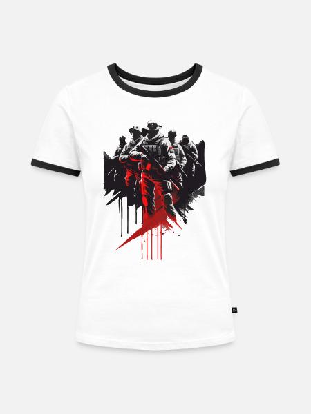 HEROISCHER SCHATTEN - Frauen Kontrast-T-Shirt - Weiß/Schwarz