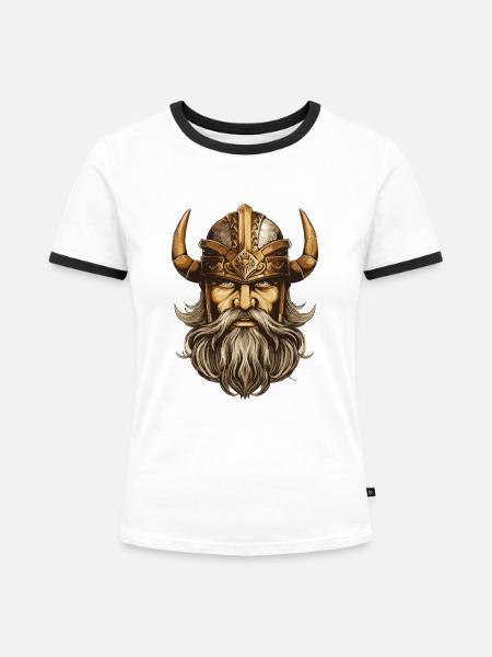 Wikinger Krieger Valhalla Odin - Frauen Kontrast-T-Shirt - Weiß/Schwarz