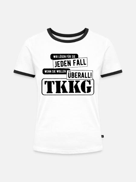 TKKG Titelmusik Logo - Frauen Kontrast-T-Shirt - Weiß/Schwarz