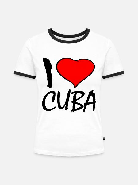 Cuba - Frauen Kontrast-T-Shirt - Weiß/Schwarz