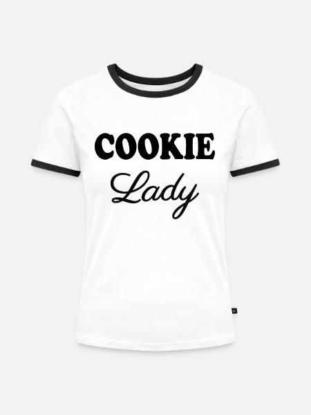 Cookie Lady - Frauen Kontrast-T-Shirt - Weiß/Schwarz