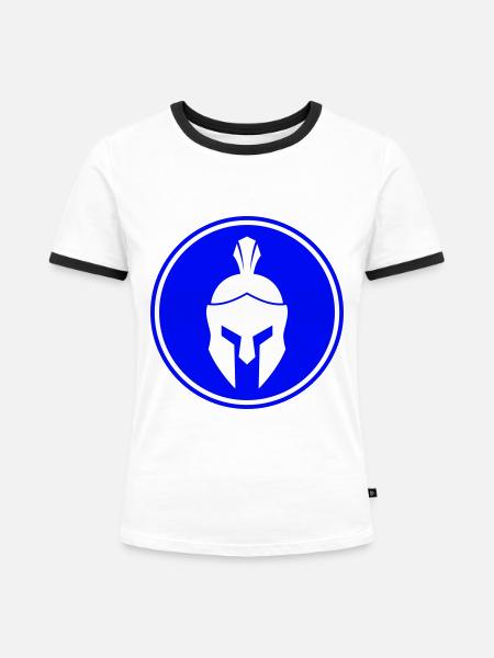 Spartaner Helm - Frauen Kontrast-T-Shirt - Weiß/Schwarz
