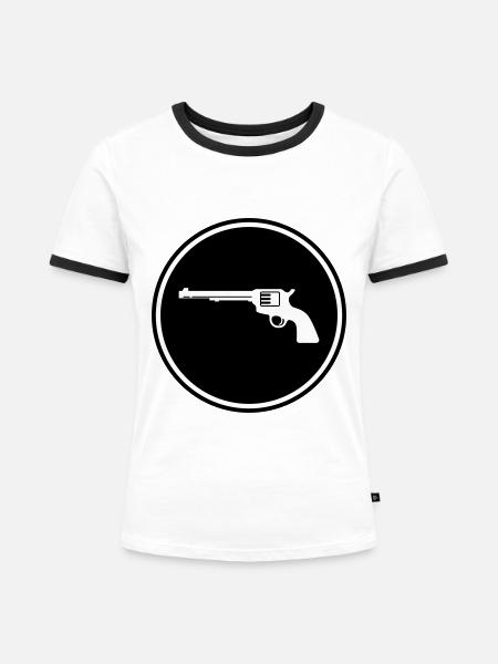 waffe pistole - Frauen Kontrast-T-Shirt - Weiß/Schwarz