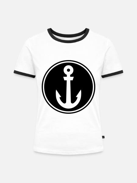 Anker Seemann - Frauen Kontrast-T-Shirt - Weiß/Schwarz