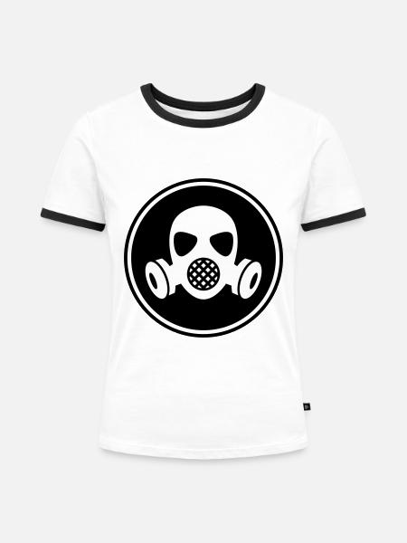 Gasmaske Symbol - Frauen Kontrast-T-Shirt - Weiß/Schwarz
