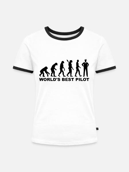Pilot - Frauen Kontrast-T-Shirt - Weiß/Schwarz