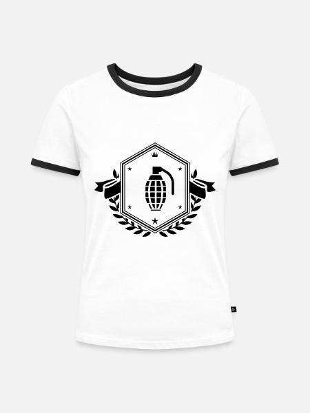 Granate wappen - Frauen Kontrast-T-Shirt - Weiß/Schwarz