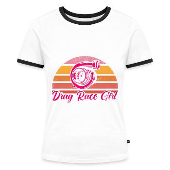 Drag Race Drag Racing Autorennen Geschenk - Frauen Kontrast-T-Shirt - Weiß/Schwarz - Vorne - Selfina (174cm)