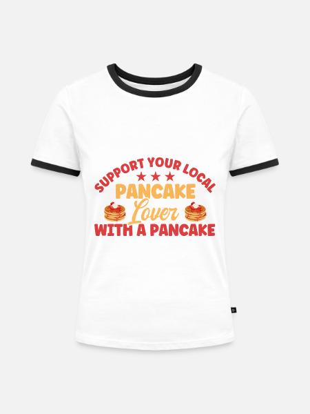 Fluffiger Flachkuchen Pfannkuchen Liebhaber Pfannk - Frauen Kontrast-T-Shirt - Weiß/Schwarz