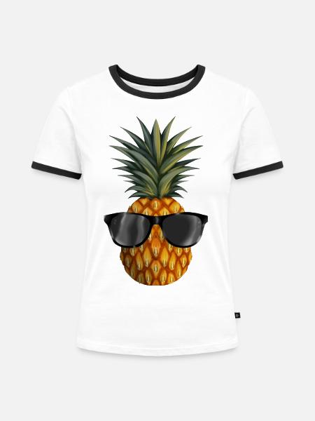Ananas coolness - Frauen Kontrast-T-Shirt - Weiß/Schwarz