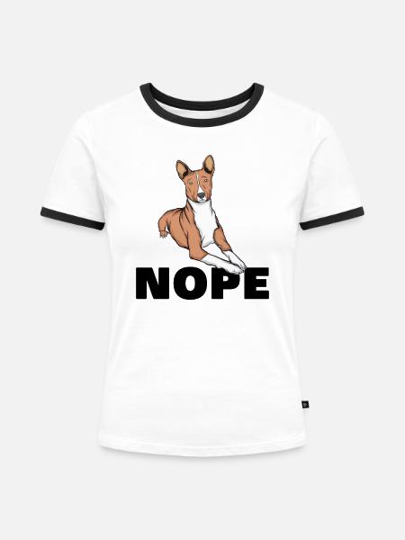 Basenji - Frauen Kontrast-T-Shirt - Weiß/Schwarz