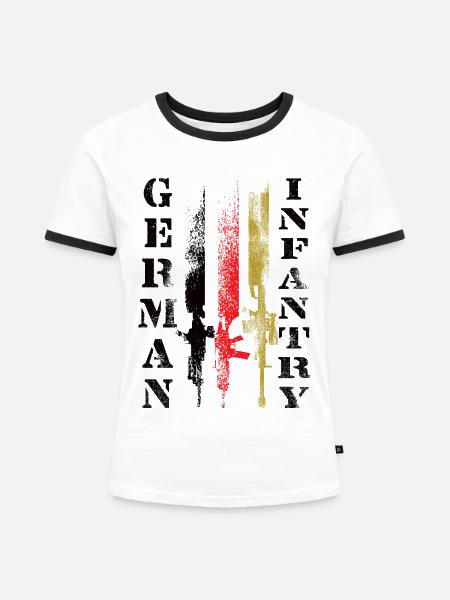 Deutsche Infanterie - Frauen Kontrast-T-Shirt - Weiß/Schwarz