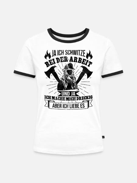 Feuerwehrfrau - Frauen Kontrast-T-Shirt - Weiß/Schwarz