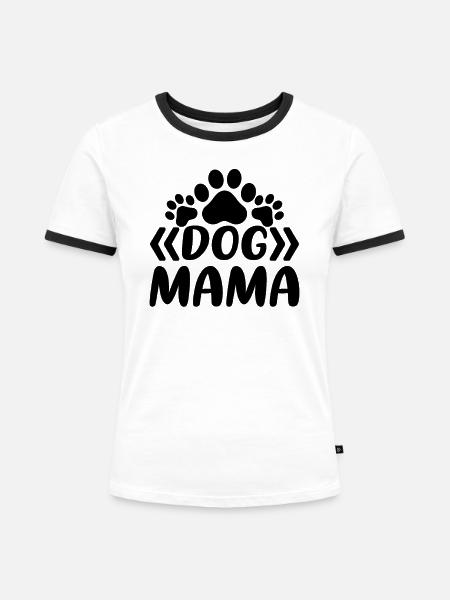 Hunde Mama - Frauen Kontrast-T-Shirt - Weiß/Schwarz