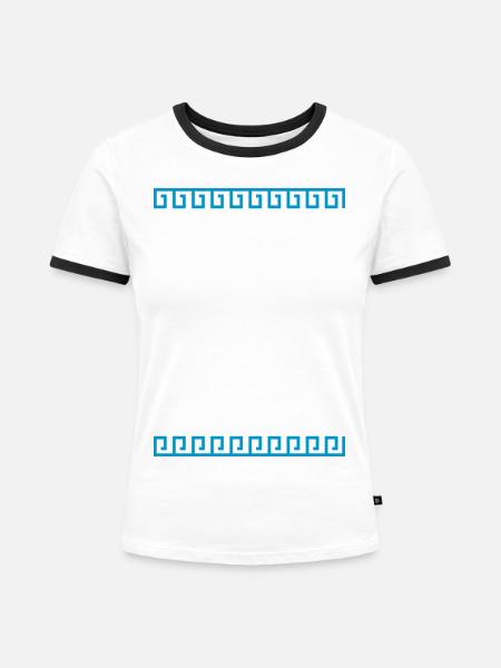 ornament griechisch - Frauen Kontrast-T-Shirt - Weiß/Schwarz