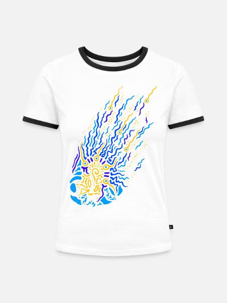 Bindu - Frauen Kontrast-T-Shirt - Weiß/Schwarz