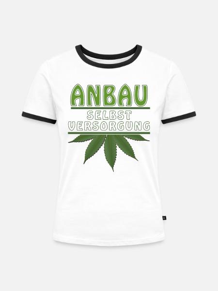 ANBAU SELBSTVERSORGUNG - Frauen Kontrast-T-Shirt - Weiß/Schwarz