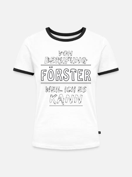 VON BERUFUNG FÖRSTER - Frauen Kontrast-T-Shirt - Weiß/Schwarz