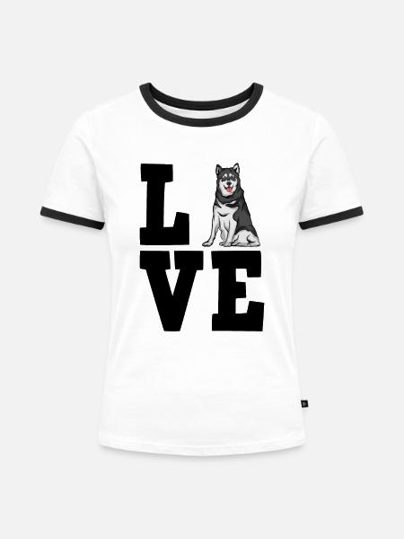 Alaskan Malamute - Frauen Kontrast-T-Shirt - Weiß/Schwarz