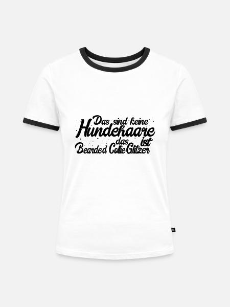 Bearded Collie - Frauen Kontrast-T-Shirt - Weiß/Schwarz