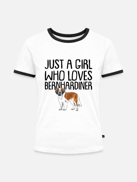 Bernhardiner - Frauen Kontrast-T-Shirt - Weiß/Schwarz