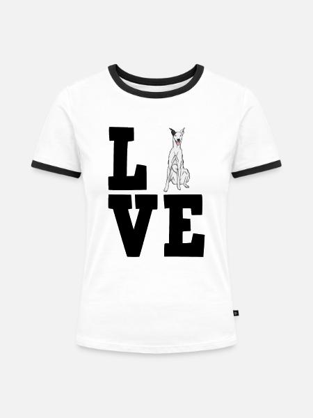 Galgo - Frauen Kontrast-T-Shirt - Weiß/Schwarz
