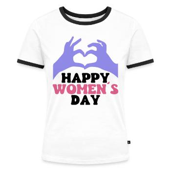 Weltfrauentag Internationaler Frauentag - Frauen Kontrast-T-Shirt - Weiß/Schwarz - Vorne - Selfina (174cm)