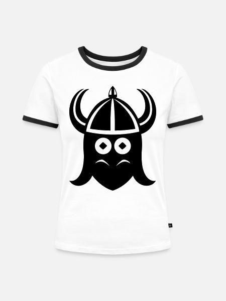 Wikingerhelm Krieger - Frauen Kontrast-T-Shirt - Weiß/Schwarz