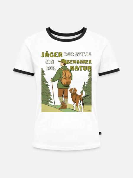 JÄGER BEWAHRER DER NATUR - Frauen Kontrast-T-Shirt - Weiß/Schwarz