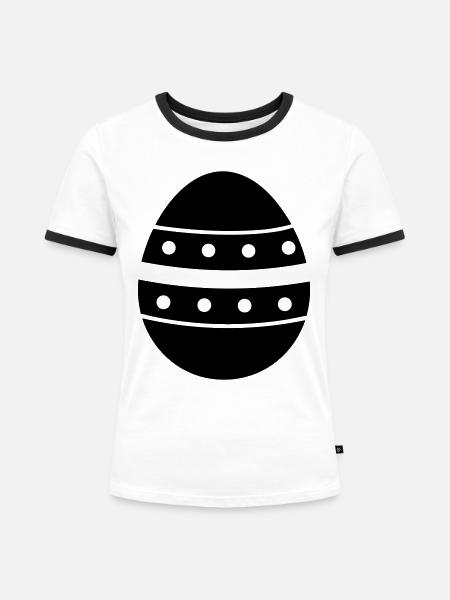 Ei - Frauen Kontrast-T-Shirt - Weiß/Schwarz