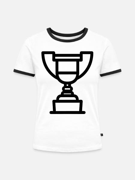 Trophäe - Frauen Kontrast-T-Shirt - Weiß/Schwarz