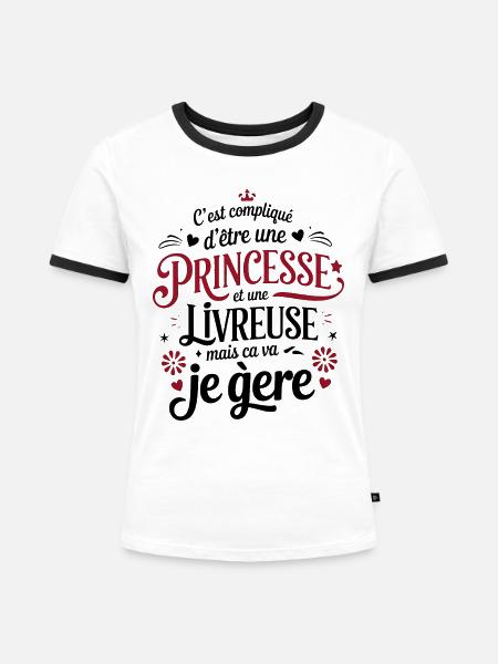 Lieferung Prinzessin - Frauen Kontrast-T-Shirt - Weiß/Schwarz